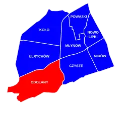 Location of Odolany within the district of Wola, in accordance to the City Information System.