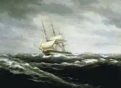 packet ship in a stormy sea, 1849 in the collection at The Mariners' Museum