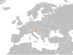 Map indicating locations of Palestine and Slovenia