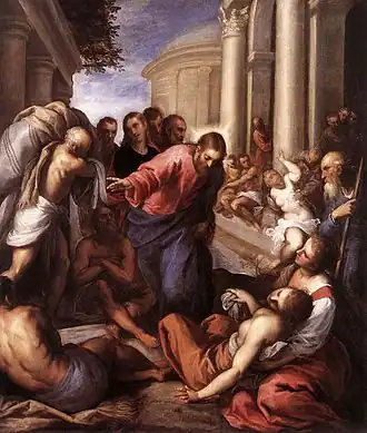 Image 34Jesus healing the paralytic in The Pool by Palma il Giovane, 1592 (from Jesus in Christianity)