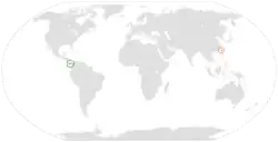 Map indicating locations of Panama and Taiwan