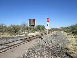 The railroad crossing and water tower in Pantano.