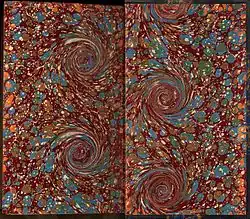 Marbled endpaper from a book bound in France around 1880