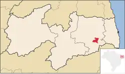 Location of Ingá in Paraíba and Brazil.