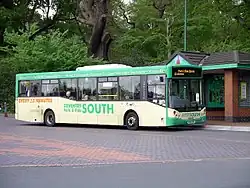 A "park and ride" bus at the bus stop on the western side of the main car park in 2007