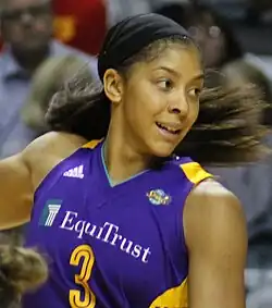 Candace Parker playing for the Los Angeles Sparks in 2017