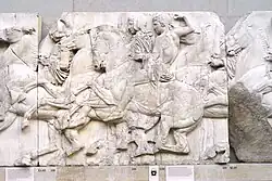 Overlapping riders in profile, from the Parthenon Frieze