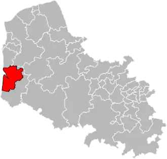 Location of Étaples within the department