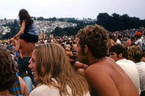 Some attendees of the Woodstock Music and Arts Festival, in Bethel, New York (1969)