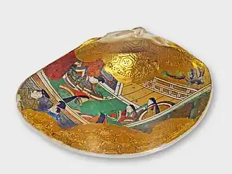 Painted hamaguri shell as a game piece for Kai-awase, 18th century