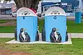 Public bins decorated with penguins