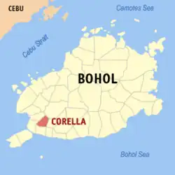 Map of Bohol with Corella highlighted