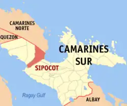 Map of Camarines Sur with Sipocot highlighted