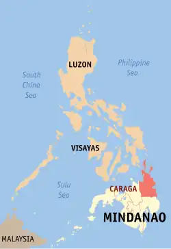 Map of the Philippines highlighting Caraga