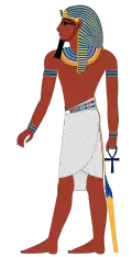 modern drawing of a pharaoh wearing a standard Shendyt