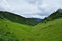 Green meadows below Lawala Pass