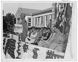 Courtney Hodges giving a speech, Perry, Georgia, 1945