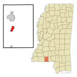 Location of McComb, Mississippi
