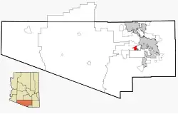 Location in Pima County and the state of Arizona