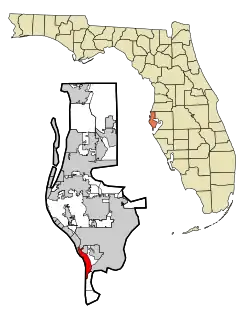 Location in Pinellas County and the state of Florida
