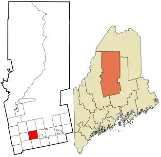 Location in Piscataquis County and the state of Maine.