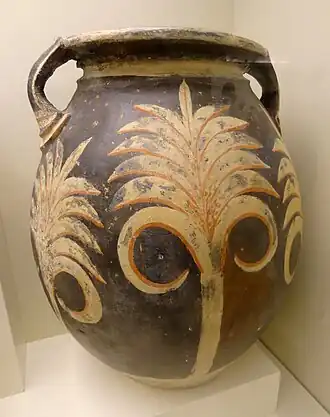 Minoan palmette on a Kamares vessel, 1700-1650 BC, ceramic, Archaeological Museum of Heraklion, Heraklion, Greece