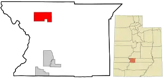 Location in Piute County and the state of Utah.