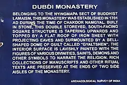 Plaque at Dubdi Monastery