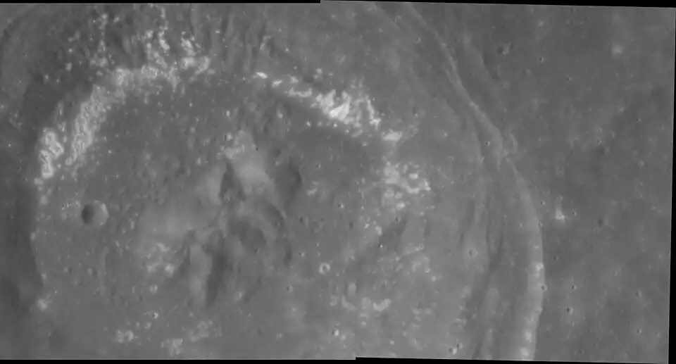 Detail of hollows in Plath crater