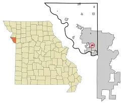 Location of Platte Woods, Missouri