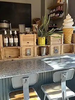 Photograph of the counter inside a restaurant