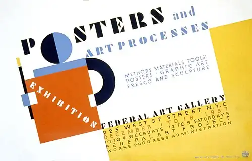 Poster for an exhibition at New York's Federal Art Gallery (1937) designed by Richard Floethe