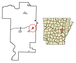 Location of Fredonia (Biscoe) in Prairie County, Arkansas.