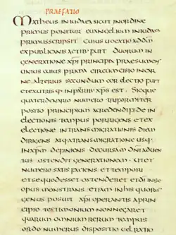 The beginning of the prologue to Matthew in the Codex Amiatinus