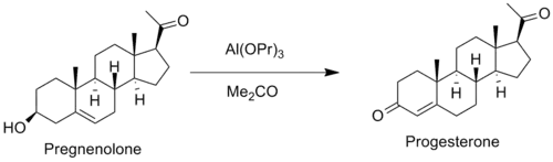 An Oppenauer oxidation of pregnenolone