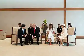 Meeting between Emperor Naruhito and U.S. President Donald Trump with First Lady Melania Trump and Empress Masako