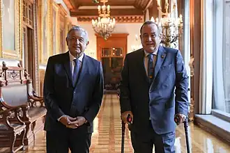 President Andrés Manuel López Obrador and President Alejandro Giammattei in Mexico City, 2021.