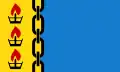 Design D - Samuel Bhella. The blue represents the sky as well as the region's canals, while the yellow symbolises sandstone and the sun. The fire invokes the furnaces that burned in the Black Country's many factories, and the chain link stands for the chainmaking industry.[3]