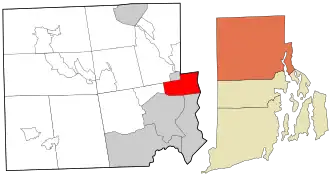 Location within Providence County and the state of Rhode Island
