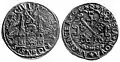 Riga halfmark with the big city coat of arms (silver 437.5, weight 5.48-5.70 g, diameter 24.0&nbsp;mm, minted in 1565, 1566, 1568, 1572, 1573).
