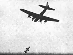 A Talos shortly before hitting a B-17 target drone in 1957.