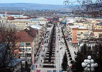 A part of Pașcani seen from the stairway that links the uphill area to the valley