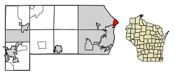 Location of Wind Point in Racine County, Wisconsin.
