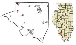 Location of Ruma in Randolph County, Illinois.