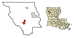 Location of Coushatta in Red River Parish, Louisiana.