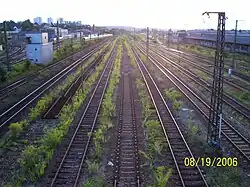 Regensburg railroad yards, looking west (from the Kumpfmühler Str. overpass) (2006)