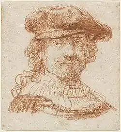 Red chalk, c. 1637, National Gallery of Art, Washington. The drawing seems to be done largely from the top down, without sharpening the chalk.[52]