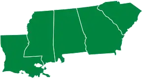 US States identified as subjugated national territory at the 1968 foundational conference[1]