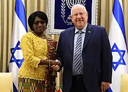Ghanaian ambassador Hannah Ama Nyarko and Israeli President Reuven Rivlin, 2018.