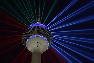 Rheinturm Düsseldorf 70th Anniversary of the state NRW Illumination with Rhine Comet